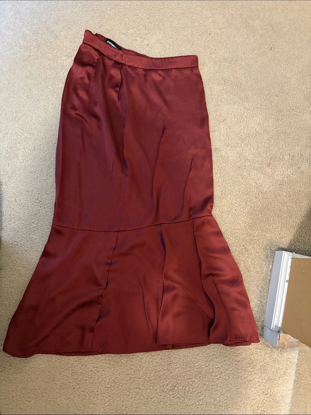 Women's Satin Mermaid Skirt in Burnt Orange